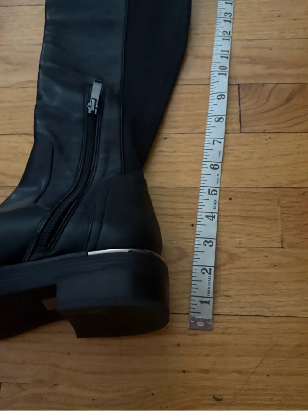 DKNY Knee High Boots Black Stretch Back Zip Low Heel Size 6